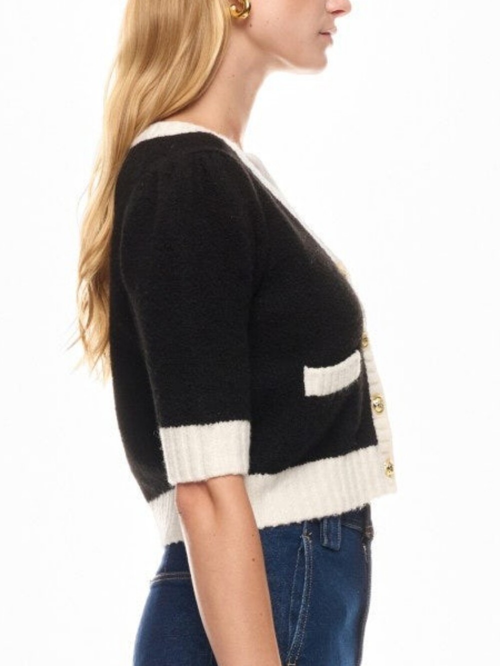 NEW CECE | Contrast Trim Cardigan Sweater - Picture 8 of 10